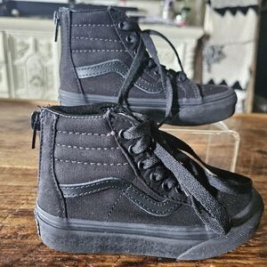 Toddler Black Vans sk8 Hi sneakers high top skate shoes hipster 10.5